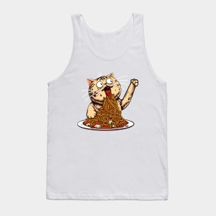 Cat eating spaghetti meme Tank Top